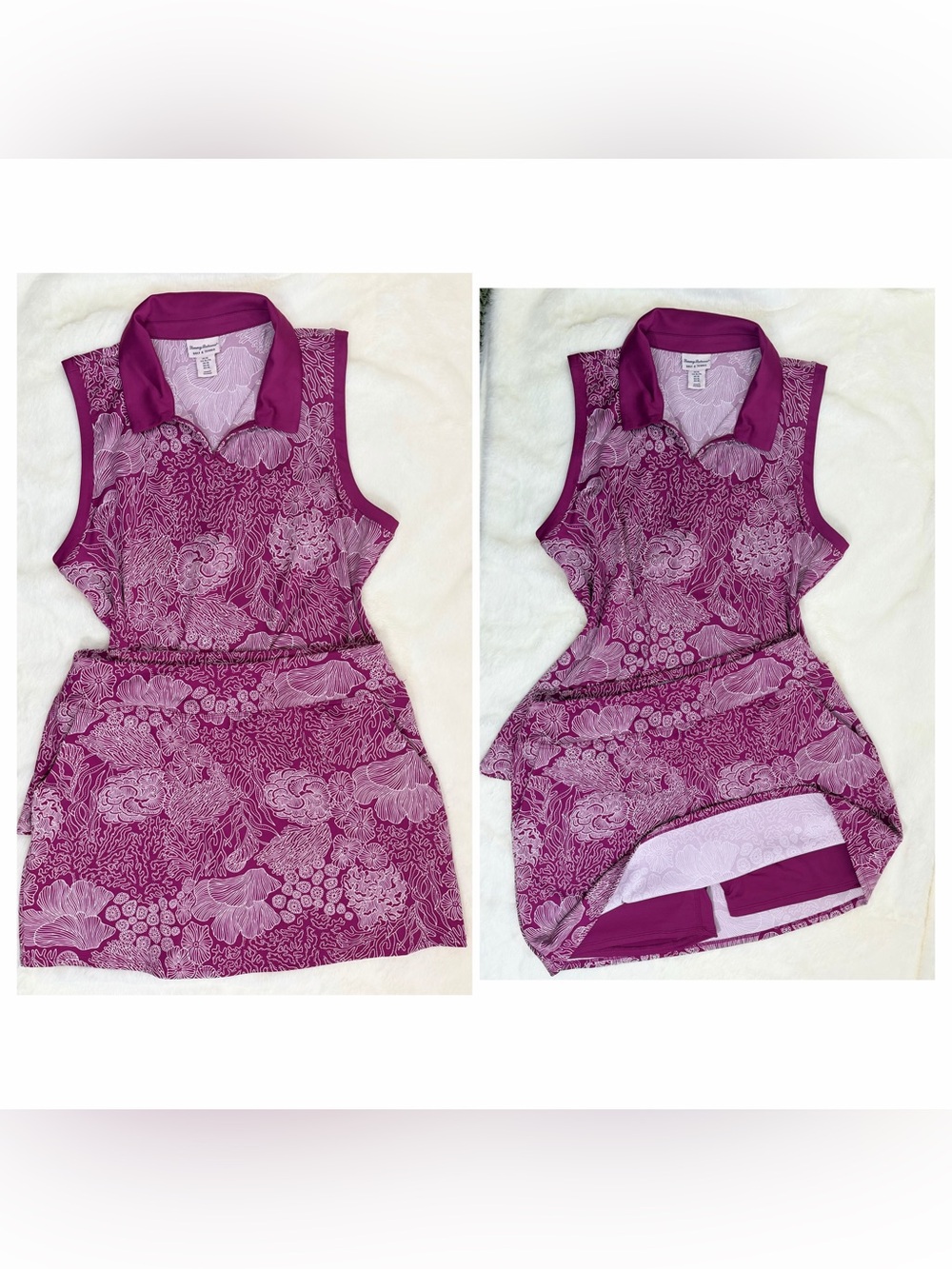 Tommy Bahama Golf Tennis 2 Piece Set XL Top L Skort Purple Floral Athletic